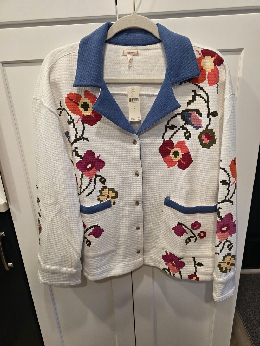 Lyrebird Antrhopologie Medium White Floral Casual Jacket NWT $148 Boho